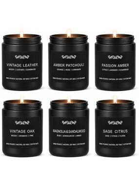 6 Pack Aromatherapy Scented Candles for Men - Perfect Home Gift Set